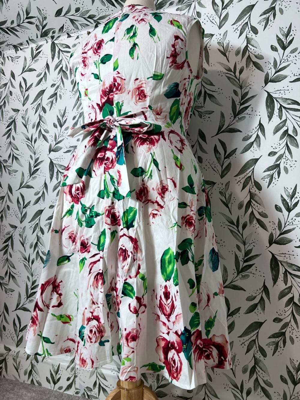 Flowers Retro Vintage Cotton Dress Sz XL 18 Elegant Classic Fit & Flare Bohemian - Picture 9 of 13